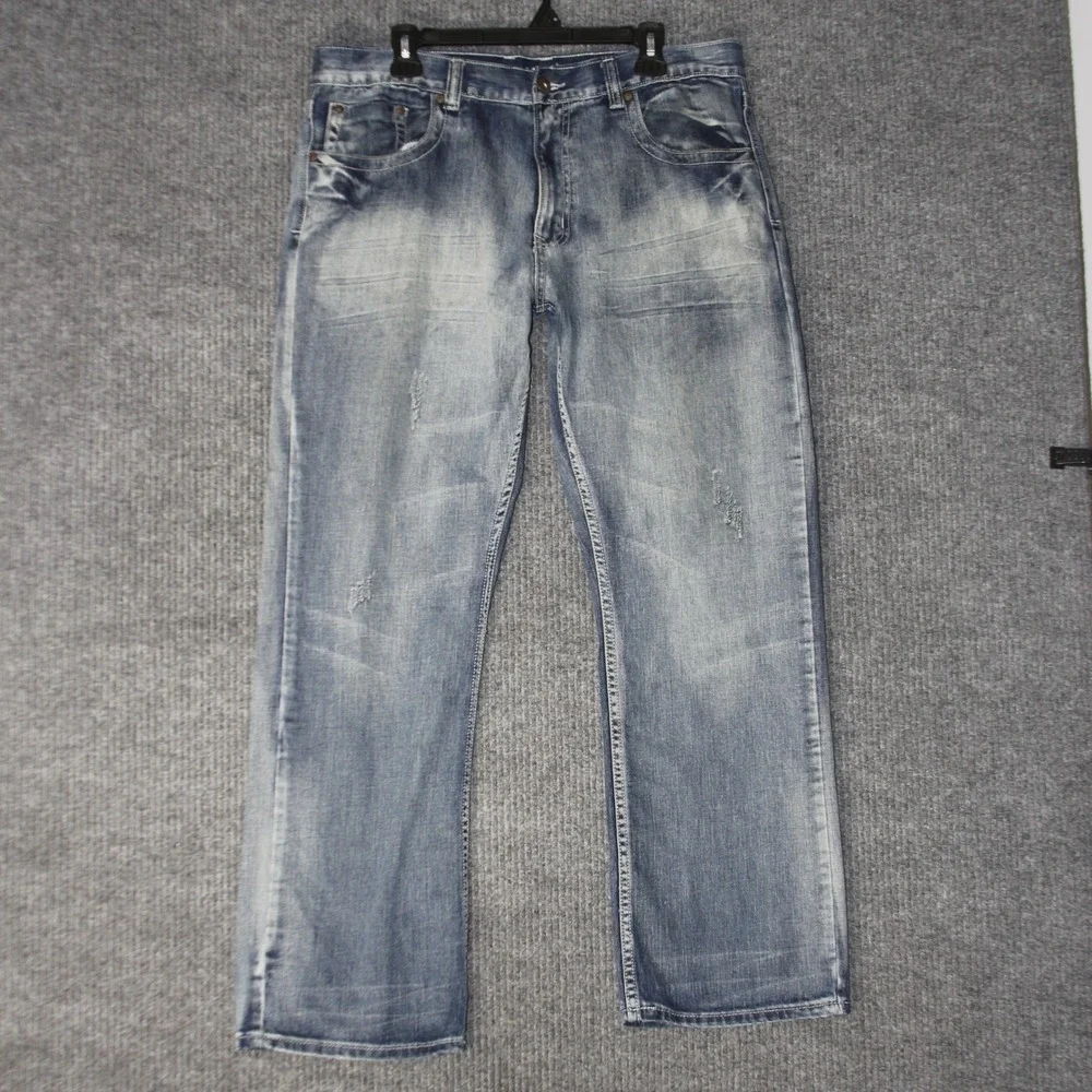 Flypaper‎ Jeans Mens 36x32 Blue Baggy Y2K Embroidered Streetwear